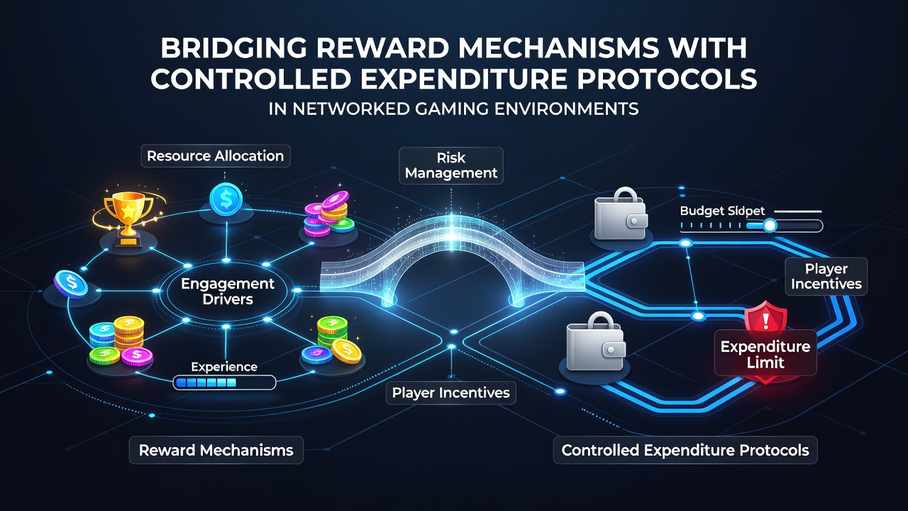 Illustration of data flow between reward engines and expenditure control modules in gaming networks