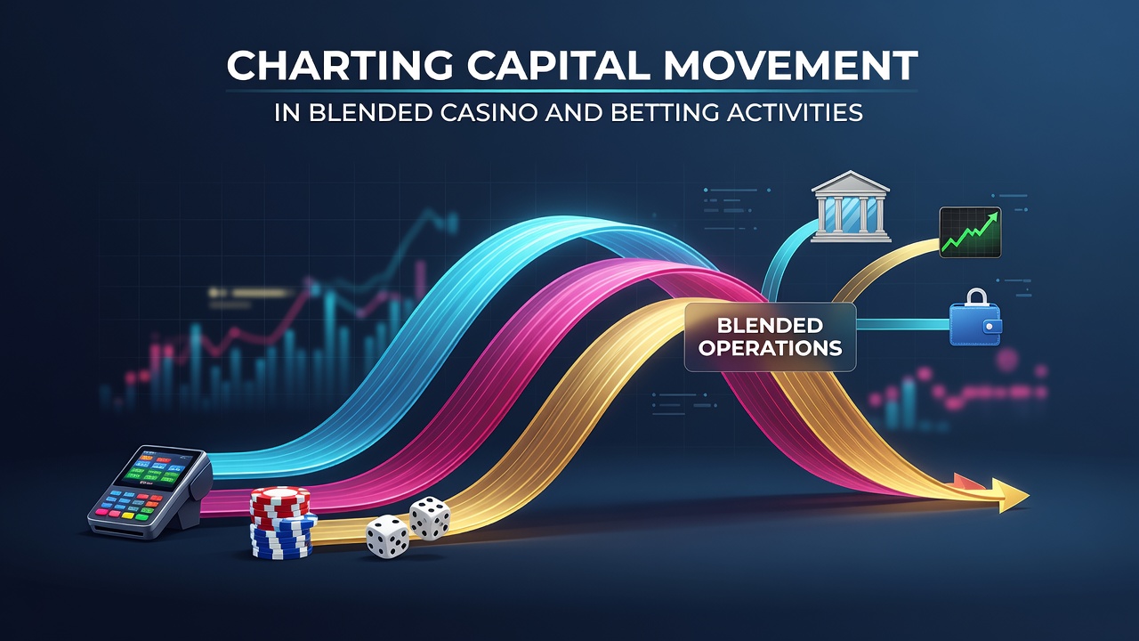 Illustration showing financial flows between casino games and sports betting markets on integrated platforms