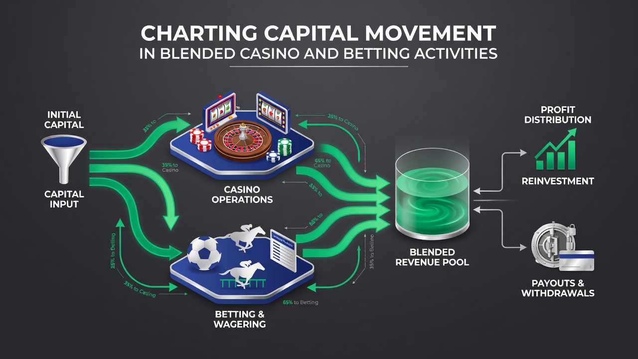 Data visualization of capital movement trends between casino adn betting verticals during peak periods