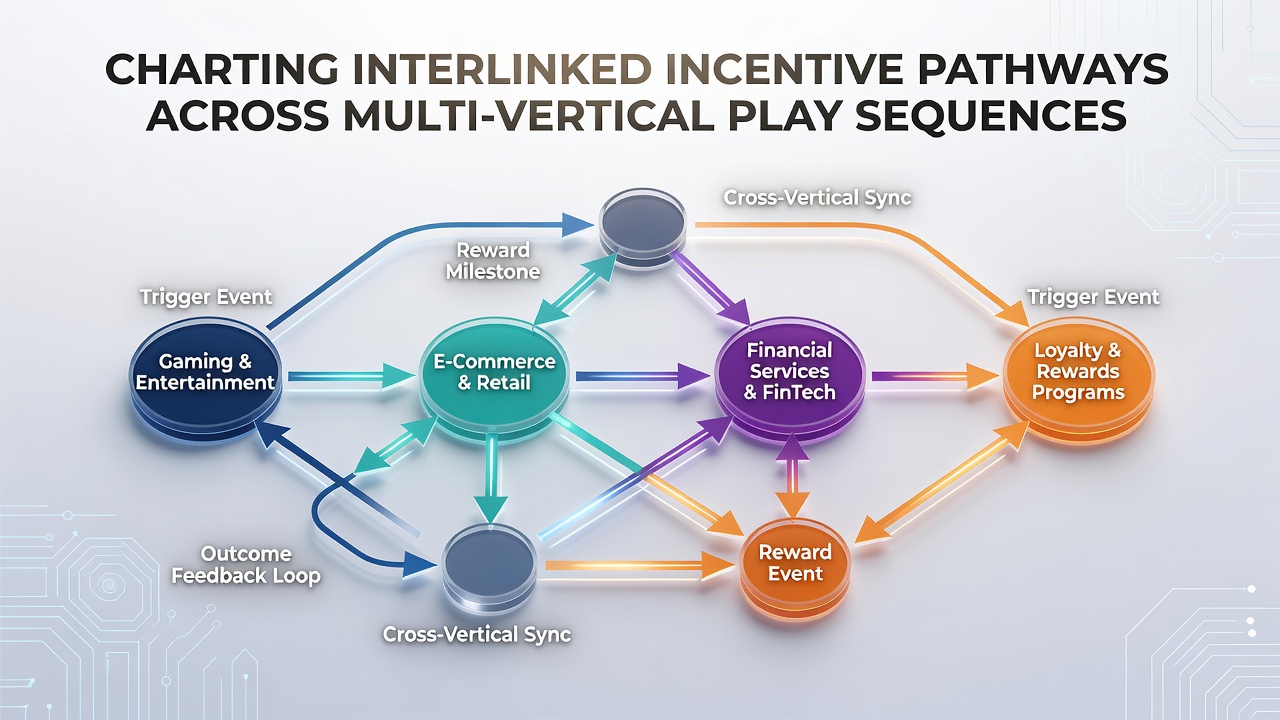 Diagram showing interconnected reward pathways across casino, sports betting, and poker verticals