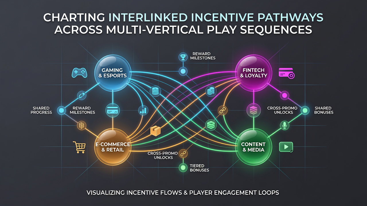 Flowchart illustrating sample player journey from slots through sports betting to poker with reward triggers