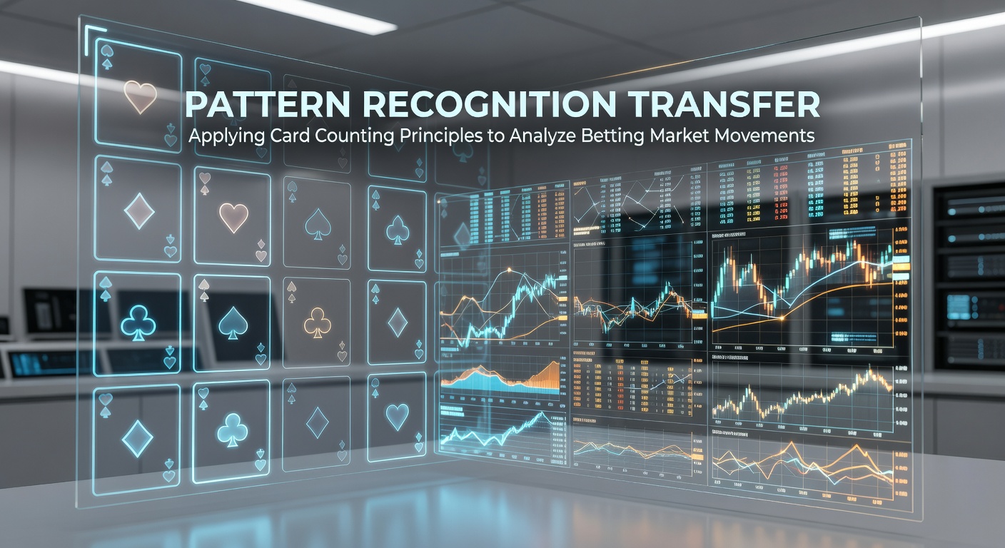 Visual representation of card counting charts alongside betting market trend graphs showing odds fluctuations and pattern overlays
