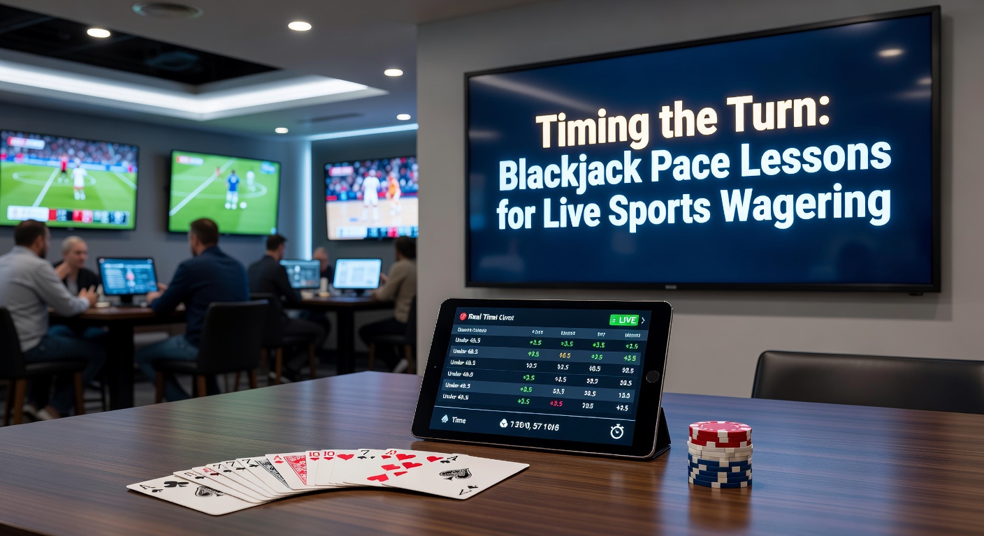 A blackjack table with cards in mid-deal, overlaid with live sports betting odds screens showing fluctuating lines