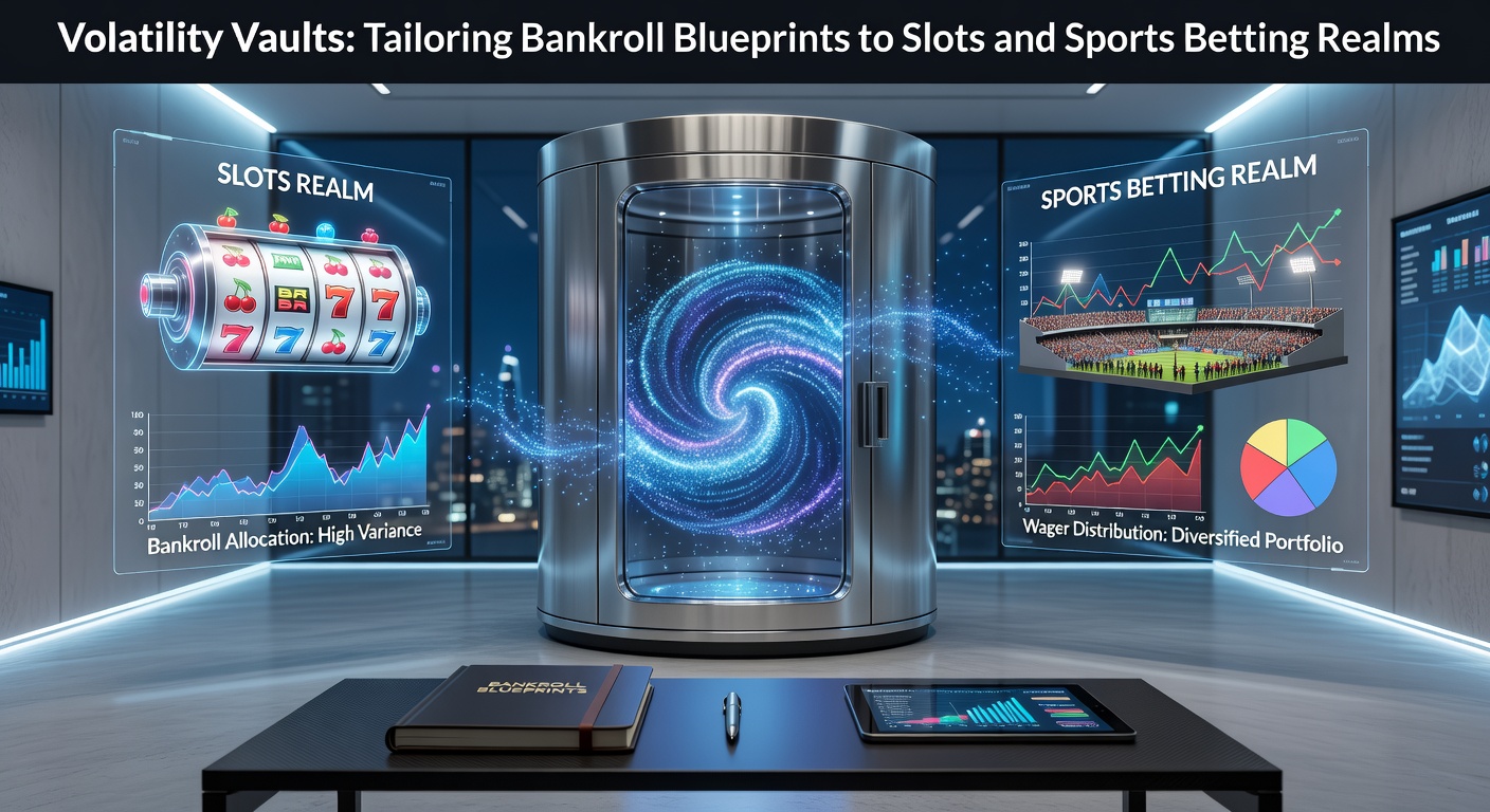 Dynamic chart showing volatility swings in slots and sports betting bankrolls, with protective vault structures overlayed for visual emphasis on tailored strategies